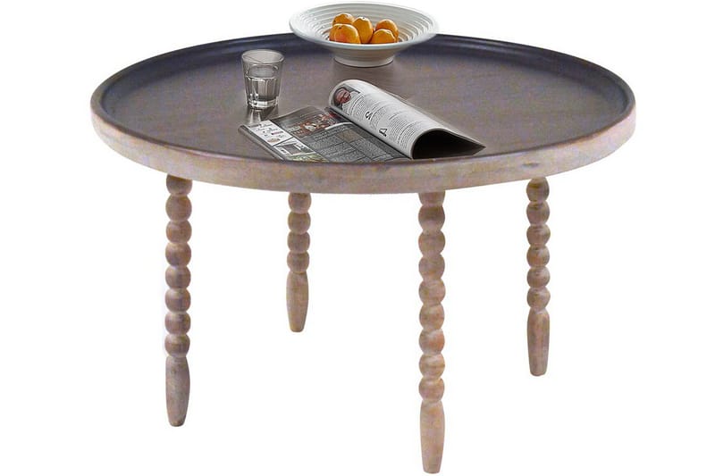Pilar Sofabord 90 cm Rundt - Mørkebrun/Metall - Møbler - Bord - Sofabord