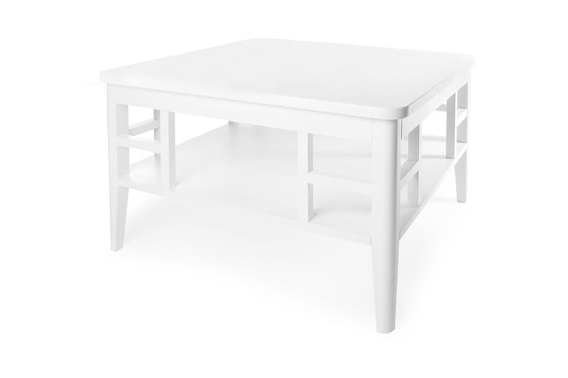 Piteå Sofabord 80 cm med Oppbevaringshylle - Hvit - Sofabord med oppbevaring - Sofabord