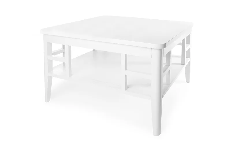 Piteå Sofabord 80 cm med Oppbevaringshylle, Hvit