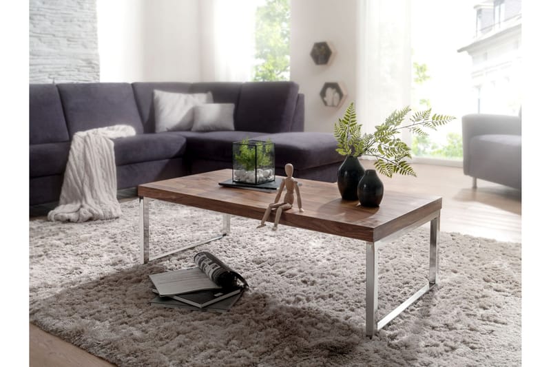Plessey Sofabord 120 cm - Massivt Tre/Krom - Møbler - Bord - Sofabord