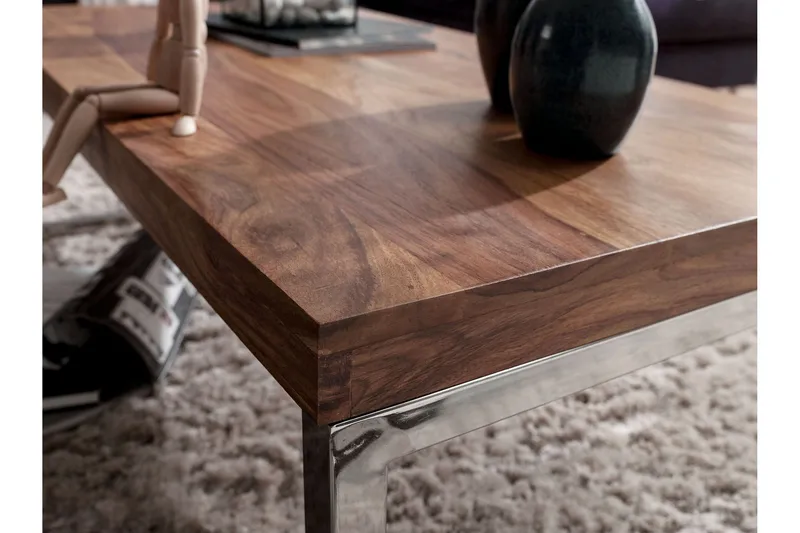 Plessey Sofabord 120 cm - Massivt Tre/Krom - Møbler - Bord - Sofabord