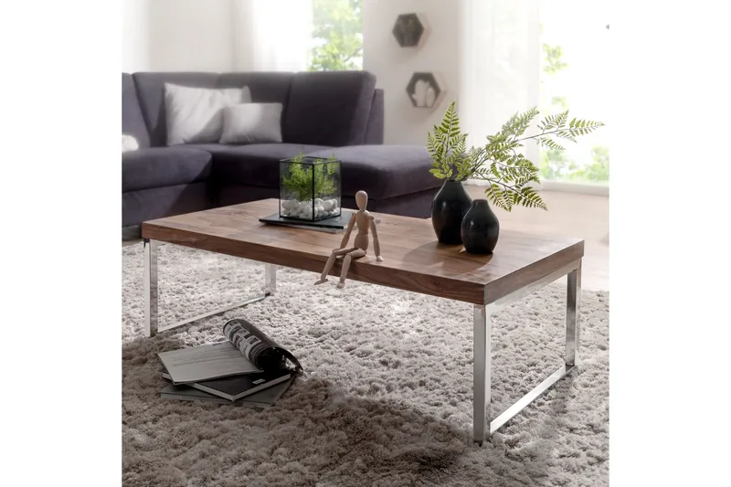 Plessey Sofabord 120 cm - Massivt Tre/Krom - Møbler - Bord - Sofabord