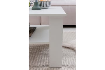 Podsiad 60 cm Firkantet Sofabord med Oppbevaring i Malt Tre - Hvit - Møbler - Bord - Sofabord