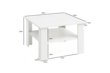Podsiad 60 cm Firkantet Sofabord med Oppbevaring i Malt Tre - Hvit - Møbler - Bord - Sofabord