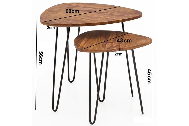 Portuondo Settbord 2-pk 60 cm - Brun - Møbler - Bord - Sofabord
