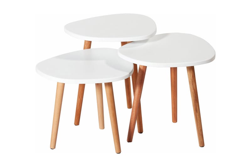 Priyas Settbord 40x47x40 cm Rundt - Hvit - Møbler - Bord - Sofabord