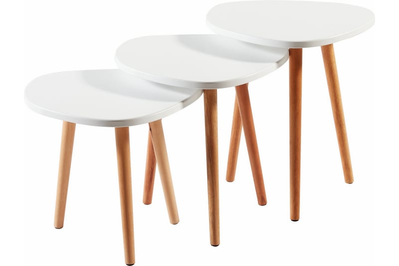 Priyas Settbord 40x47x40 cm Rundt - Hvit - Møbler - Bord - Sofabord