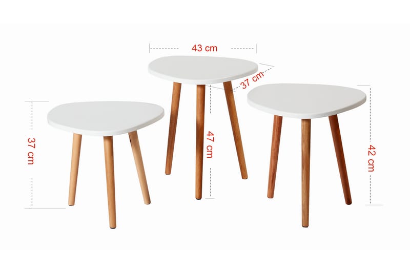 Priyas Settbord 40x47x40 cm Rundt - Hvit - Møbler - Bord - Sofabord
