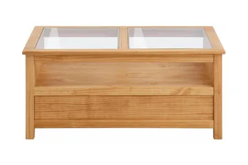 Purnima Sofabord 100 cm med Oppbevaring 2 Skuffer + Hylle - Glass/Brun - Møbler - Bord - Sofabord