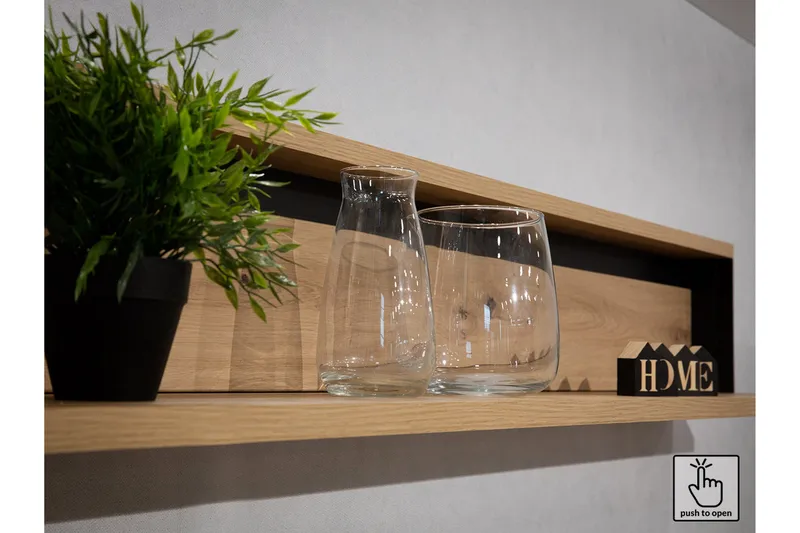 Quant Sofabord 100 cm med Oppbevaring 2 Skuffer + Hylle - Eikefarge/Svart - Møbler - Bord - Sofabord