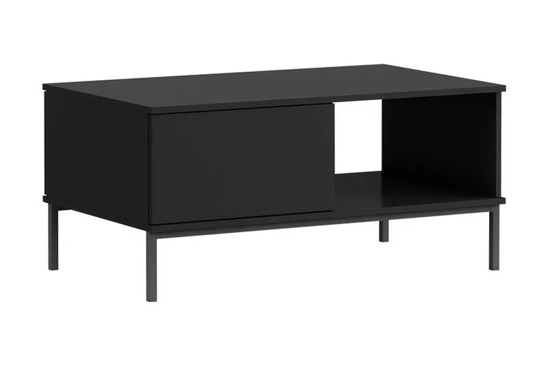 Querty Sofabord 100 cm med Oppbevaring Hylle + Skuff, Svart