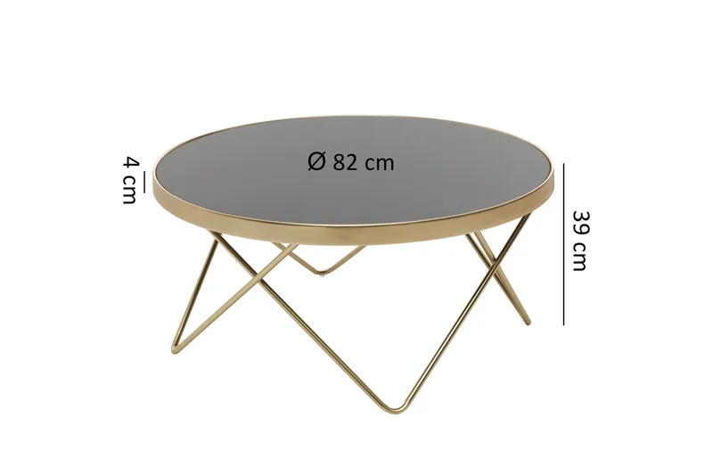 Reineck Sofabord 82 cm Rundt - Svart/Gull - Møbler - Bord - Sofabord