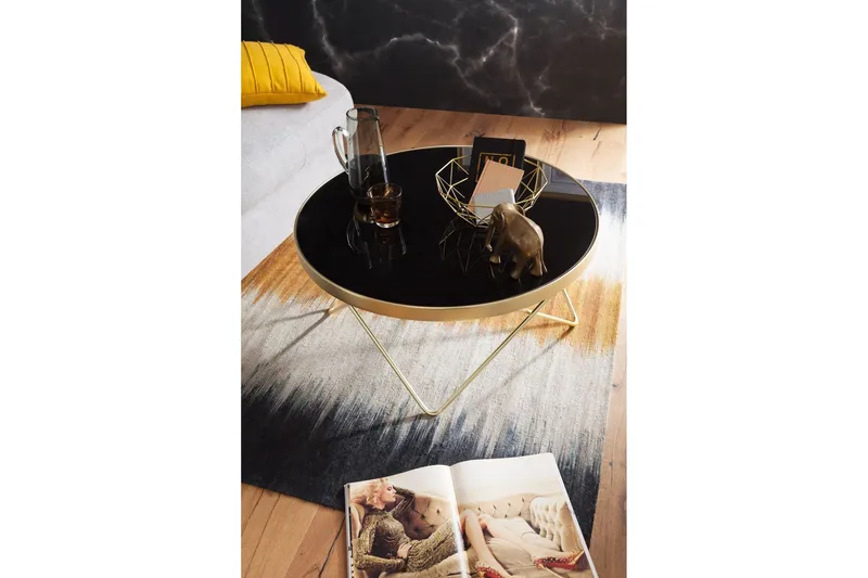 Reineck Sofabord 82 cm Rundt - Svart/Gull - Møbler - Bord - Sofabord