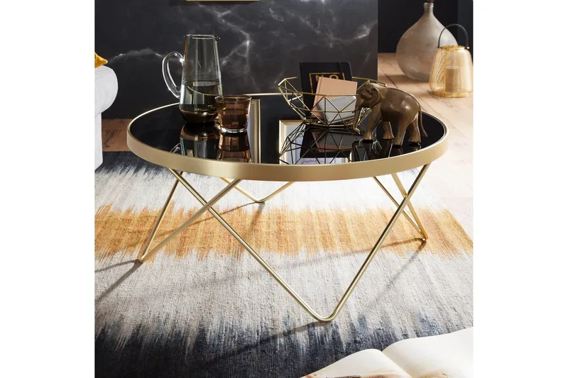 Reineck Sofabord 82 cm Rundt - Svart/Gull - Møbler - Bord - Sofabord