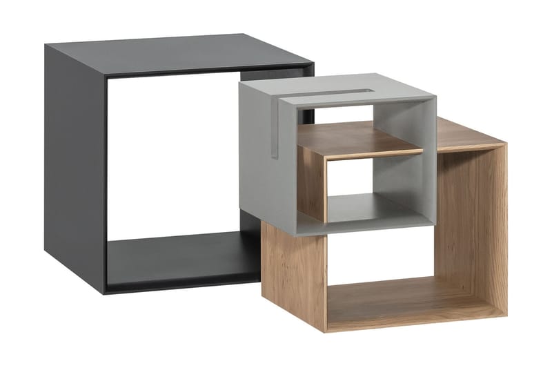 Ribbon Sofabord 90 cm med Oppbevaringshylle Natur/Grå - VOX - Møbler - Bord - Sofabord