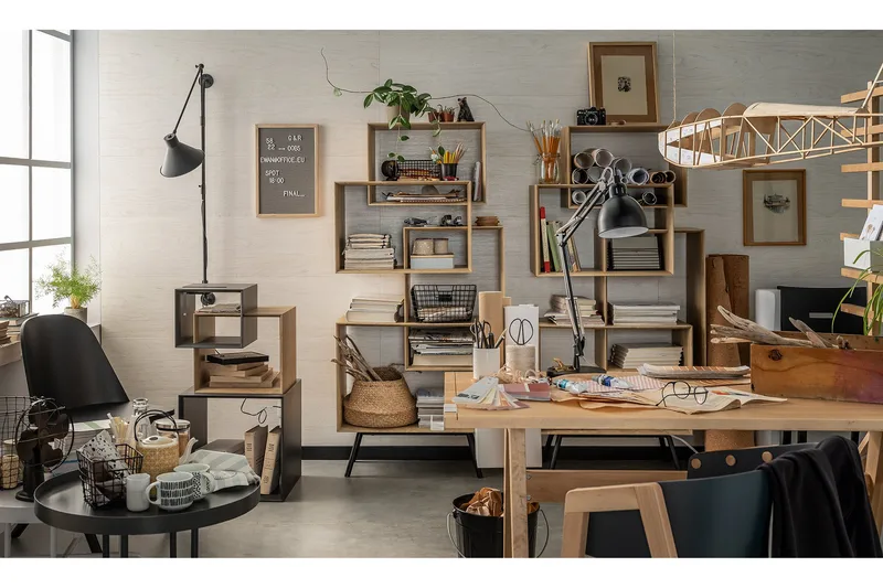 Ribbon Sofabord 90 cm med Oppbevaringshylle Natur/Grå - VOX - Møbler - Bord - Sofabord