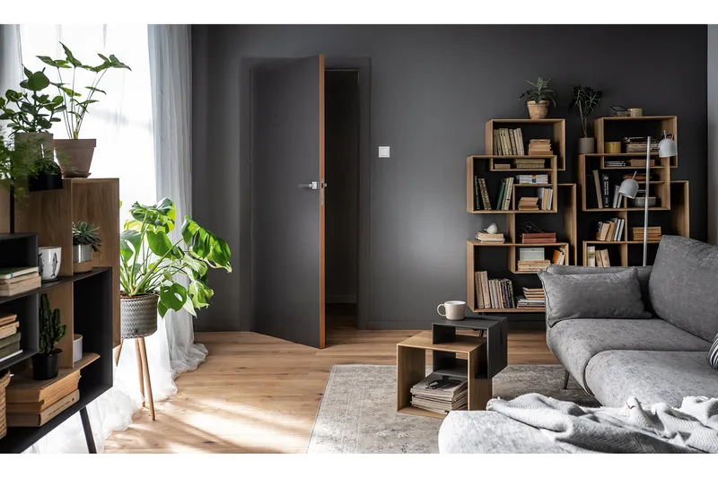 Ribbon Sofabord 90 cm med Oppbevaringshylle Natur/Grå - VOX - Møbler - Bord - Sofabord