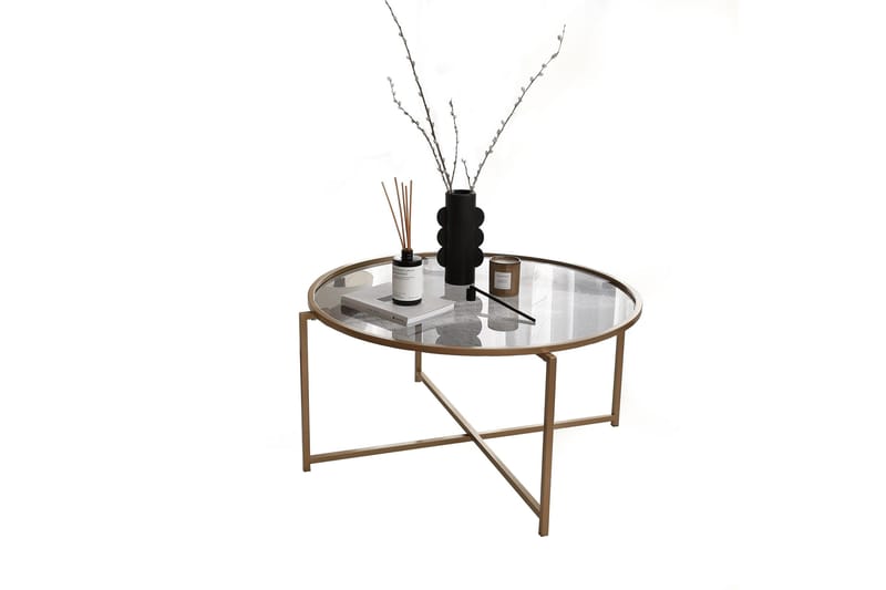 Rowman Sofabord 83 cm Rundt - Gull / Smoke farget - Møbler - Bord - Sofabord