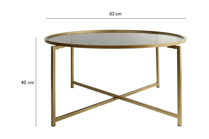 Rowman Sofabord 83 cm Rundt - Gull / Smoke farget - Møbler - Bord - Sofabord