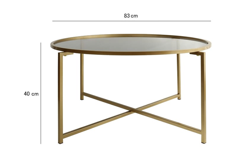 Rowman Sofabord 83 cm Rundt - Gull / Smoke farget - Møbler - Bord - Sofabord