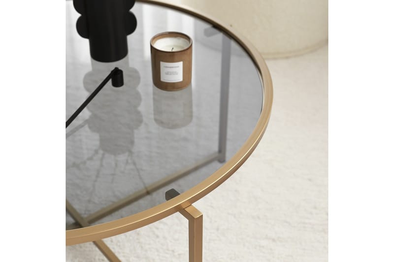 Rowman Sofabord 83 cm Rundt - Gull / Smoke farget - Møbler - Bord - Sofabord