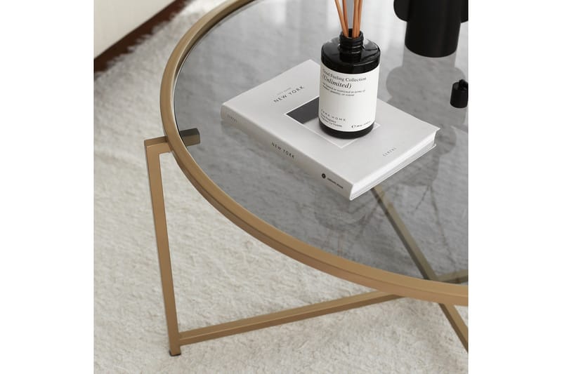 Rowman Sofabord 83 cm Rundt - Gull / Smoke farget - Møbler - Bord - Sofabord