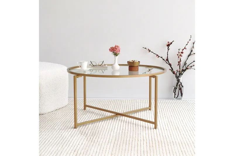 Rowman Sofabord 83 cm Rundt - Gull - Møbler - Bord - Sofabord