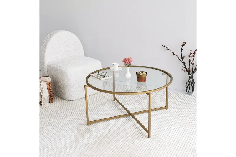 Rowman Sofabord 83 cm Rundt - Gull - Møbler - Bord - Sofabord