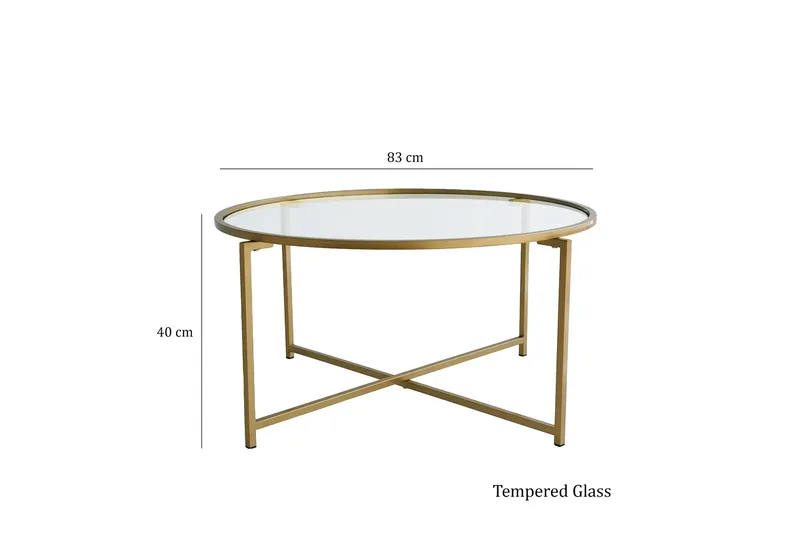 Rowman Sofabord 83 cm Rundt - Gull - Møbler - Bord - Sofabord