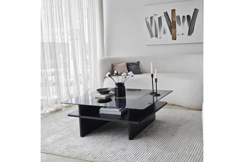 Sofabord Rubby Kvadrat Svart / Røyk - Svart / Røyk - Møbler - Bord - Sofabord