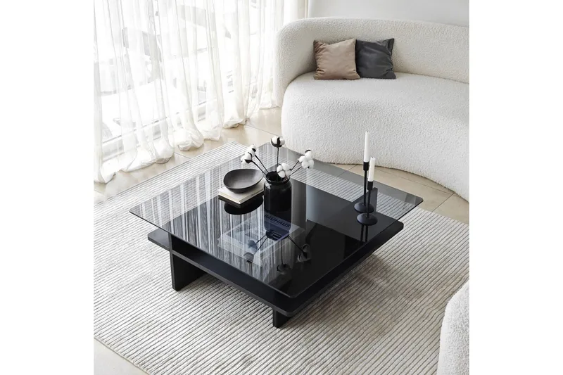 Sofabord Rubby Kvadrat Svart / Røyk - Svart / Røyk - Møbler - Bord - Sofabord