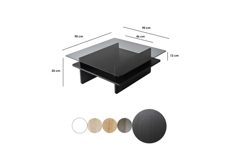 Sofabord Rubby Kvadrat Svart / Røyk - Svart / Røyk - Møbler - Bord - Sofabord