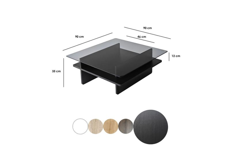 Sofabord Rubby Kvadrat Svart / Røyk - Svart / Røyk - Møbler - Bord - Sofabord