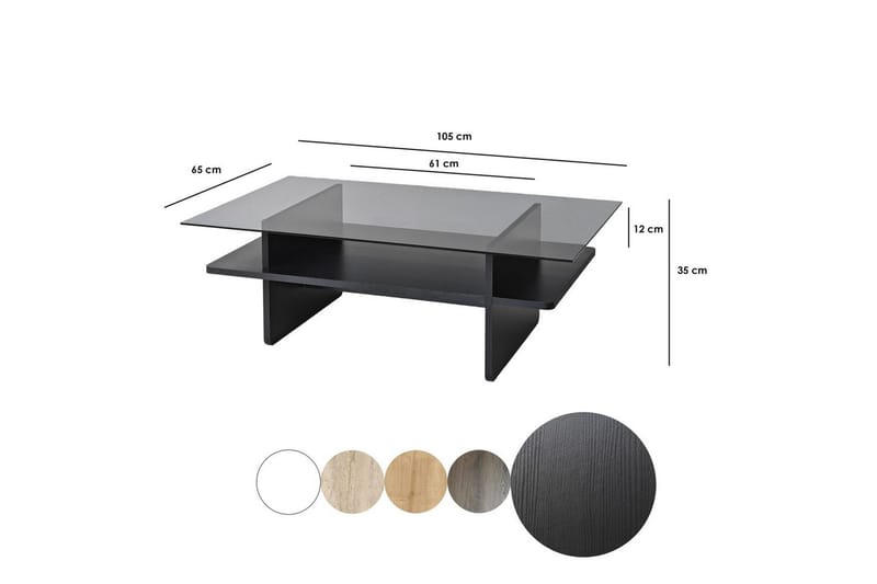 Sofabord Rubby Rektangel Svart / Røyk - Svart / Røyk - Møbler - Bord - Sofabord