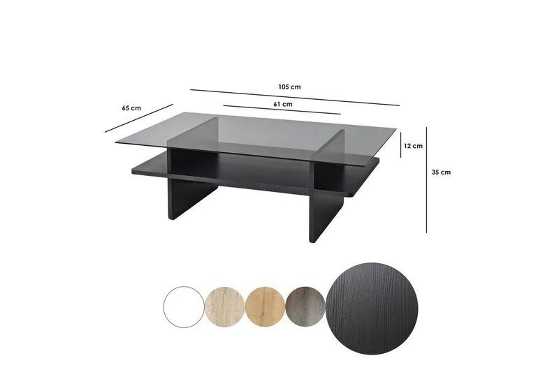 Sofabord Rubby Rektangel Svart / Røyk - Svart / Røyk - Møbler - Bord - Sofabord