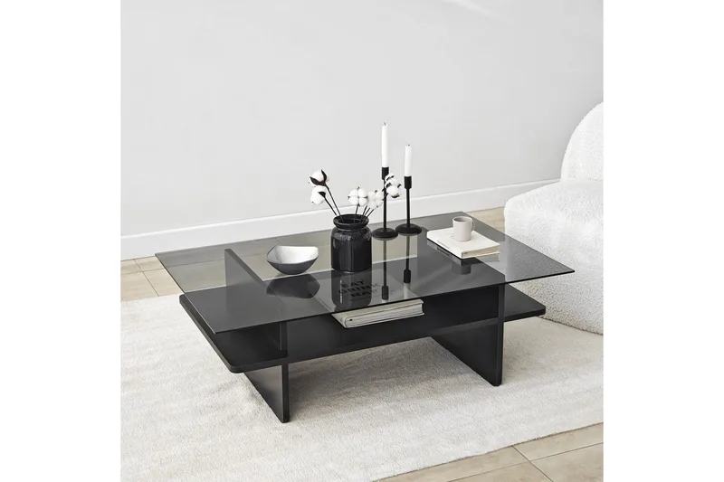 Sofabord Rubby Rektangel Svart / Røyk - Svart / Røyk - Møbler - Bord - Sofabord