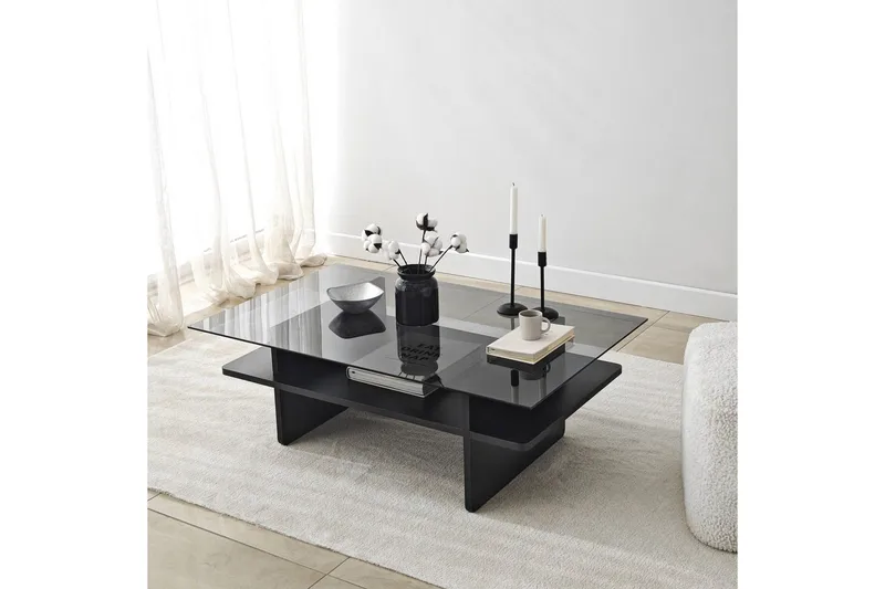 Sofabord Rubby Rektangel Svart / Røyk - Svart / Røyk - Møbler - Bord - Sofabord