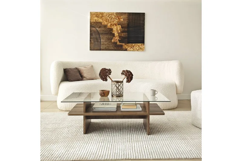 Sofabord Rubby Rektangel Valnøtt / Transparent - Valnøtt / Transparent - Møbler - Bord - Sofabord