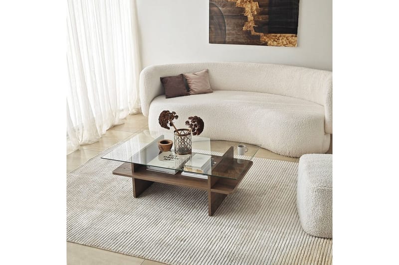 Sofabord Rubby Rektangel Valnøtt / Transparent - Valnøtt / Transparent - Møbler - Bord - Sofabord