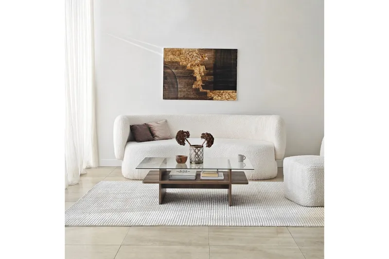 Sofabord Rubby Rektangel Valnøtt / Transparent - Valnøtt / Transparent - Møbler - Bord - Sofabord