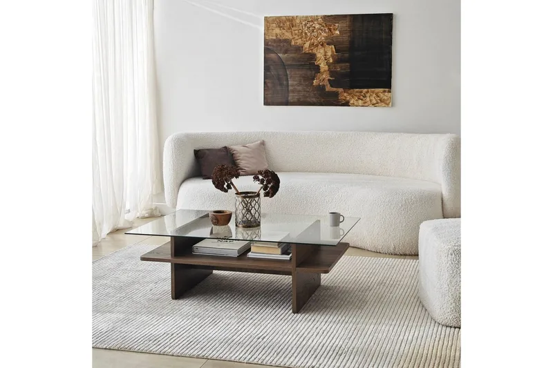 Sofabord Rubby Rektangel Valnøtt / Transparent - Valnøtt / Transparent - Møbler - Bord - Sofabord