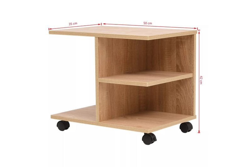 Rullende hylle 50x35x42 cm eik - Møbler - Bord - Sofabord