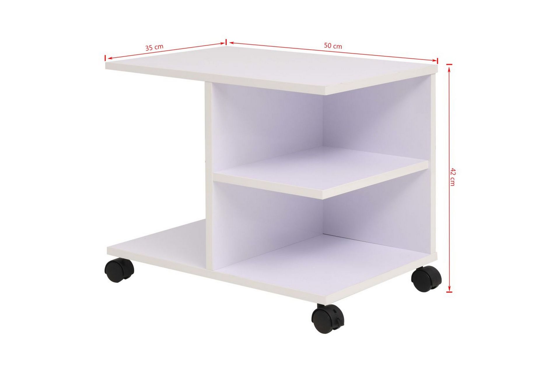 Rullende hylle 50x35x42 cm hvit - Møbler - Bord - Sofabord