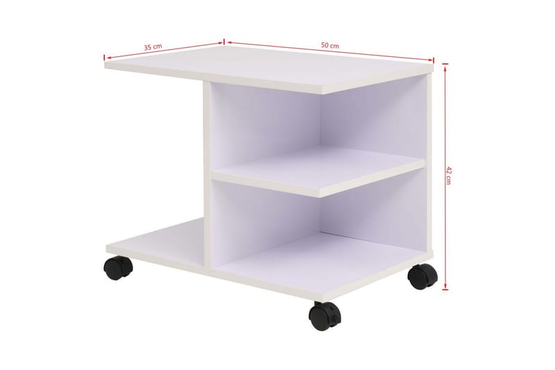 Rullende hylle 50x35x42 cm hvit - Møbler - Bord - Sofabord