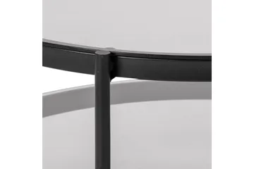 Rutkin Sofabord 79 cm Rundt med Oppbevaring Hylle - Glass/Grå/Matt Svart - Møbler - Bord - Sofabord