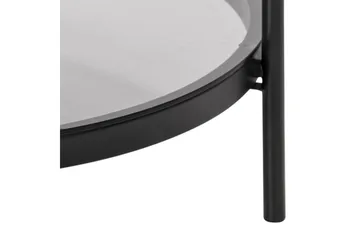 Rutkin Sofabord 79 cm Rundt med Oppbevaring Hylle - Glass/Grå/Matt Svart - Møbler - Bord - Sofabord