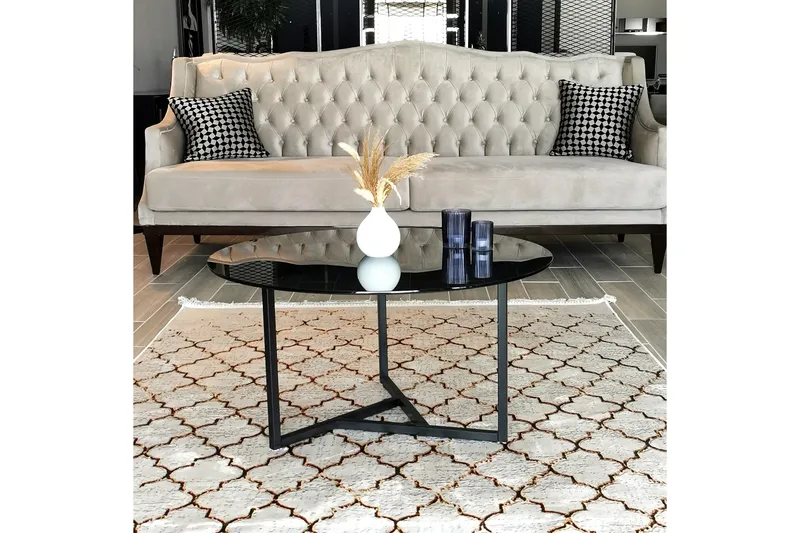 Sabani Sofabord 75 cm Rundt X-formede Ben - Grå - Møbler - Bord - Sofabord