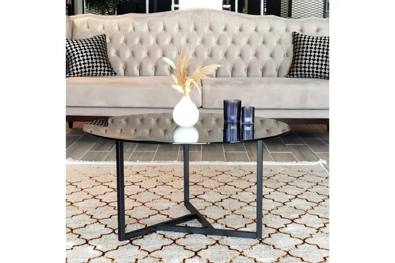 Sabani Sofabord 75 cm Rundt X-formede Ben - Grå - Møbler - Bord - Sofabord