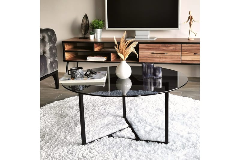 Sabani Sofabord 75 cm Rundt X-formede Ben - Grå - Møbler - Bord - Sofabord