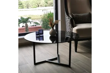 Sabani Sofabord 75 cm Rundt X-formede Ben - Grå - Møbler - Bord - Sofabord